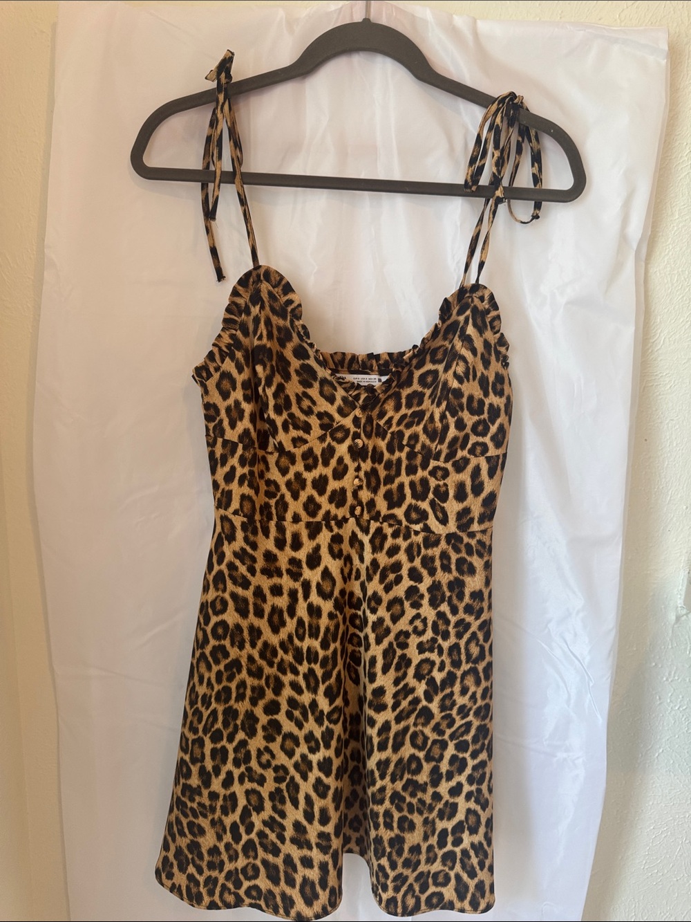 Zara Leopard Print Tie-Strap Bodysuit Dress - Brown/Black